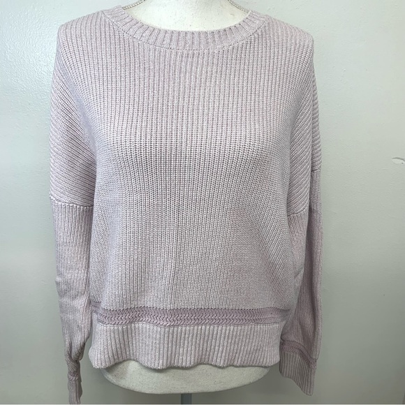 Sweaty Betty Purple Sweater Chunky Oversize Boxy Medium 100% Cotton Cozy Casual - Picture 1 of 13